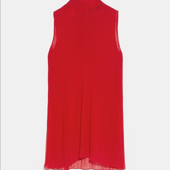 NWOT Zara Sheer Pleated Blouse with Tie Closure - Picture 11 of 11